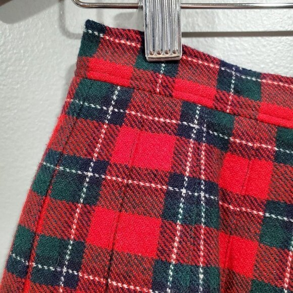 Vintage Pendleton 100% Wool Skirt Womens Sz 10 Tartan Plaid Pleated Red Green - Picture 6 of 11